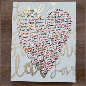 Heart Canvas Art with Love Script